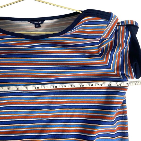 Land's End Red/Blue Striped Short Sleeve Cotton Blend‎ Dress - L (14-16) 356 - Picture 9 of 9